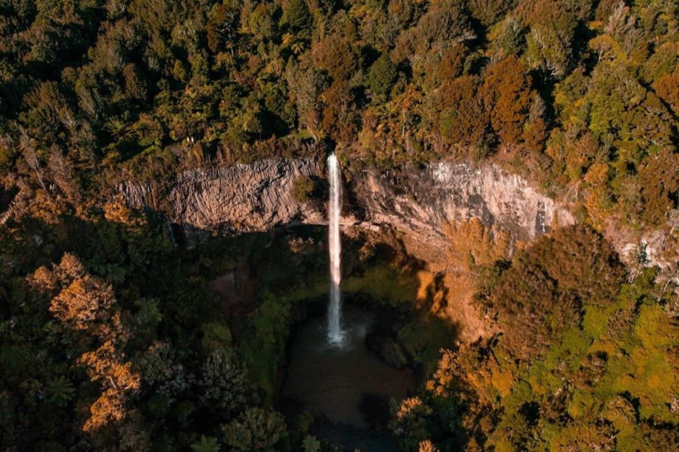 Bridal Veil Falls, Wairēinga, a 55 metre waterfall on the Pakoka River near Raglan